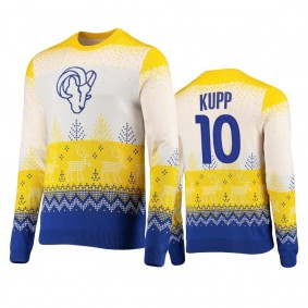 Men's Los Angeles Rams Cooper Kupp White 2021 Christmas Gift Big Logo Sweater